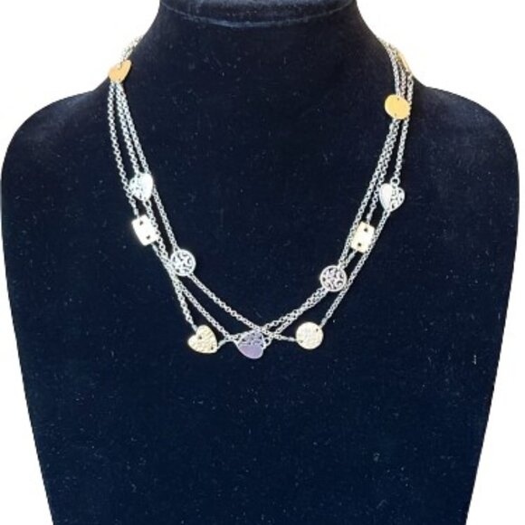 Brighton RETIRED Deco 2-Tone Triple-Strand Necklaces (1288) - LNC - Picture 2 of 6